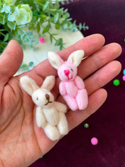 №2 Игрушки для кукол, миниатюра - Заяц мягкий, текстильный, 2 цвета, 5,5-6 см, набор 2 шт.
