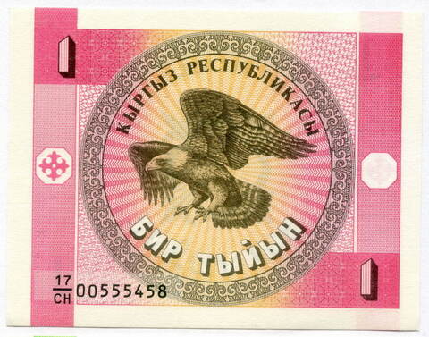 Банкнота 1 тыйын Кыргызстан 1993 год UNC