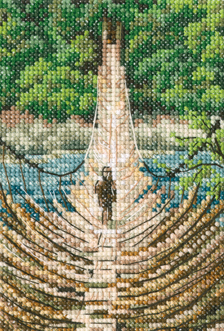 Коллекция:	Пейзаж¶Название по-английски:	Hanging bamboo bridge on the Siang river¶Название по-русски