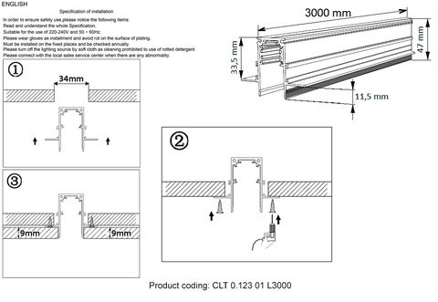 Шинопровод магнитный встраиваемый Crystal Lux CLT 0.123 01 L3000 WH