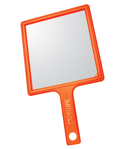 Зеркало заднего вида оранжевое с ручкой, пластик, DEWAL, 21,5х23,5 см