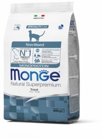 Monge Cat Monoprotein Sterilised Trout корм для стерилизованных кошек с форелью 400г