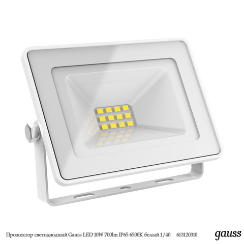 Прожектор светодиодный Gauss LED 10W 700lm IP65 6500К белый 1/40     613120310