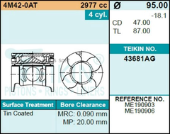 Поршень двигателя TEIKIN 43681AG STD (4шт/упак)