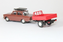 Moskvich-408 with roof rack trailer Bison brown Agat Mossar Tantal 1:43
