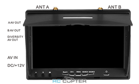 FPV монитор LT5802D 7" 800x480 с приёмником 5.8Ghz 40ch diversity х2 антенны +DVR