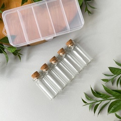 Баночки-бутылочки для хранения, прозрачные, в контейнере, 2,1*5 см, набор 5 шт.