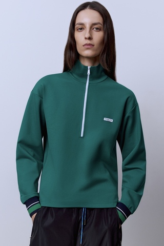 Поло на молнии с длинным рукавом