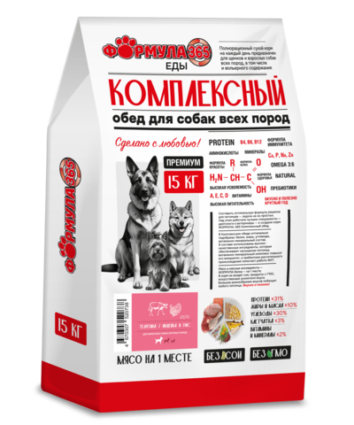 ZooRing ФОРМУЛА 365 Телятина/индейка и рис Комплексный обед 15 кг