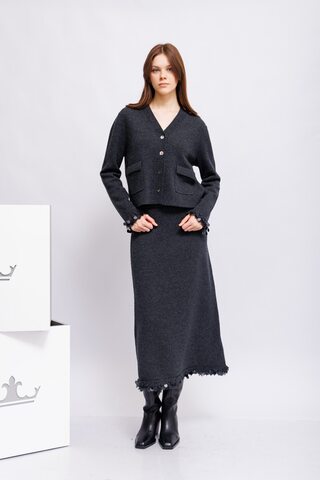 SHADE Кардиган из шерсти с декоративными деталями и бахромой