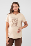 Футболка для беременных 13759 бежевый,принт Моне