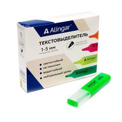 
          Текстовыделитель, Alingar, "Line-2", зеленый неон, прямоугольный корпус, скошенный, 1-5 мм, 12 шт/уп, картонная упаковка