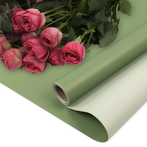 Упаковочная пленка/для цветов, Двухсторонняя матовая, Зеленый/Светло-зеленый, 65 мкм, 0,57*10 м