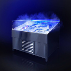 Витрина для выкладки рыбы на льду с охлаждением и системой туманообразования Finist VFgt/1250