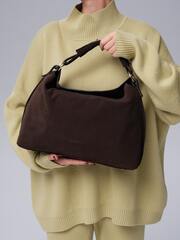 Замшевая сумка на плечо Deboro 30900 черный каштан