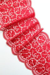 Эластичное кружево красное с золотой ниткой ширина 22 см