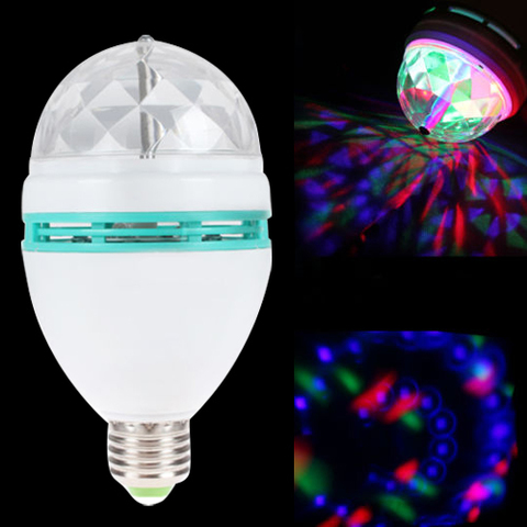 Вращающаяся диско лампа светодиодная цветомузыка LED full color rotating lamp без переходника