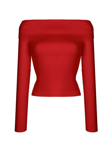 Женский джемпер красного цвета из шелка и кашемира - фото 1