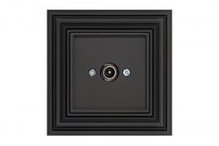 Розетка ТВ проходная Черный матовый LIREGUS RETRO
