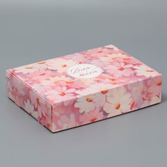 Коробка самосборная одиночная Прямоугольник,15*21*5 см, Ромашки, 1 шт