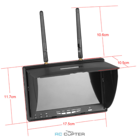 FPV монитор LT5802D 7" 800x480 с приёмником 5.8Ghz 40ch diversity х2 антенны +DVR