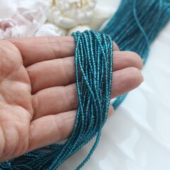 Бусины стеклянные бирюзово-синие круглые 2 мм, К201