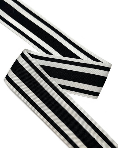 Репсовая лента в полоску, цвет: белый/чёрный, ширина: 35 мм