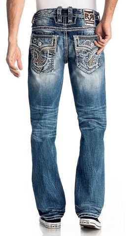 Rock Revival | Джинсы мужские STRAIGHT LYONS BLUE J201 RP2483J201 сзади