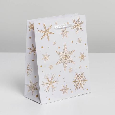 Пакет ламинированный вертикальный «Снежинки», 12 х 15 х 5,5