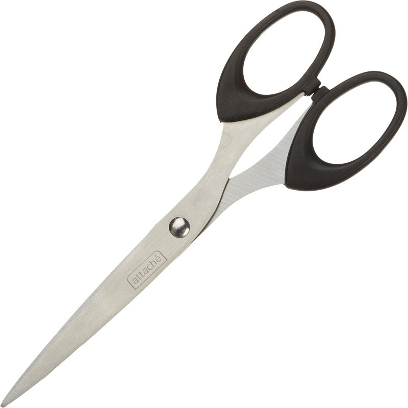 Ножницы Attache 169 мм с пластиковыми симметричными эллиптическими ручками черного цвета