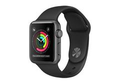 Apple Watch Series 1, 38 мм, корпус из алюминия цвета серый космос, спортивный ремешок чёрного цвета