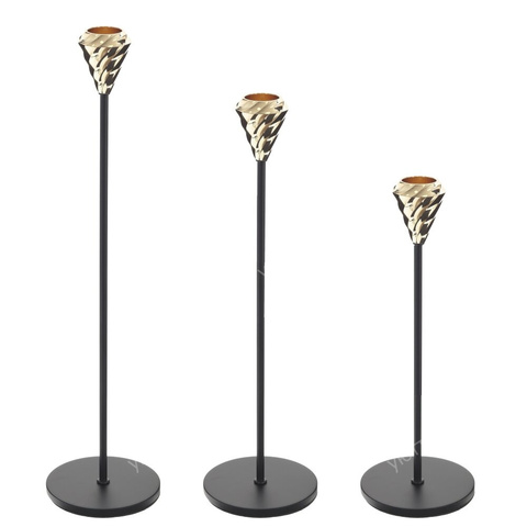 Подсвечник, набор из 3 шт - Черный - купить