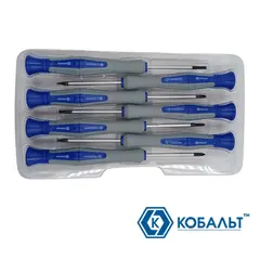 Набор отверток для точных работ КОБАЛЬТ Ultra Grip 50 мм, SL2.5;SL3.0; PH00;PH0; T8;T9;T10 (646-638)