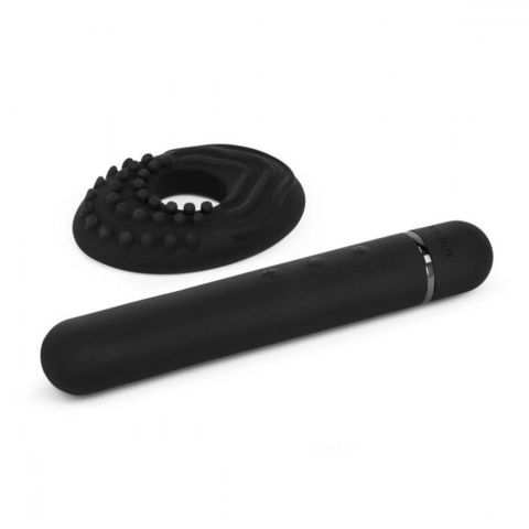 Черный мини-вибратор Le Wand Baton с текстурированной насадкой - 11,9 см. - Le Wand LW-015-BLK