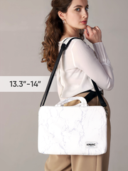 Сумка для ноутбука 13,3" и 14" с ремнем на плечо и 3 отделениями (Белый мрамор)