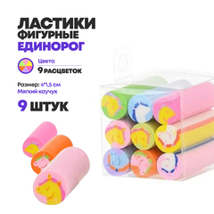 
          Ластик Basir, цилиндрическая форма, серия "Единорог", разноцветный корпус, с рисунком единорогов