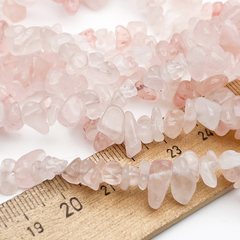 Розовый кварц бусины (тонирован), крошка, размер около 4-8 мм, цена за нить 38 см