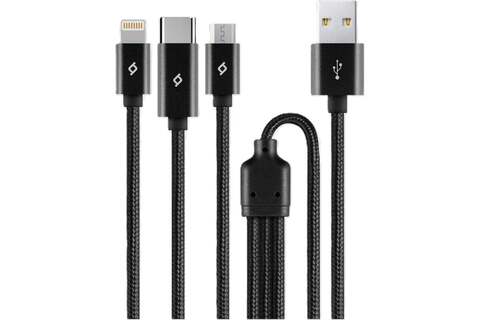 Кабель TTEC AlumiCable Trio USB-C/Lightning/Micro USB Charge&Data Cable, 100 см, черный