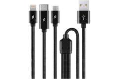 Кабель TTEC AlumiCable Trio USB-C/Lightning/Micro USB Charge&Data Cable, 100 см, черный