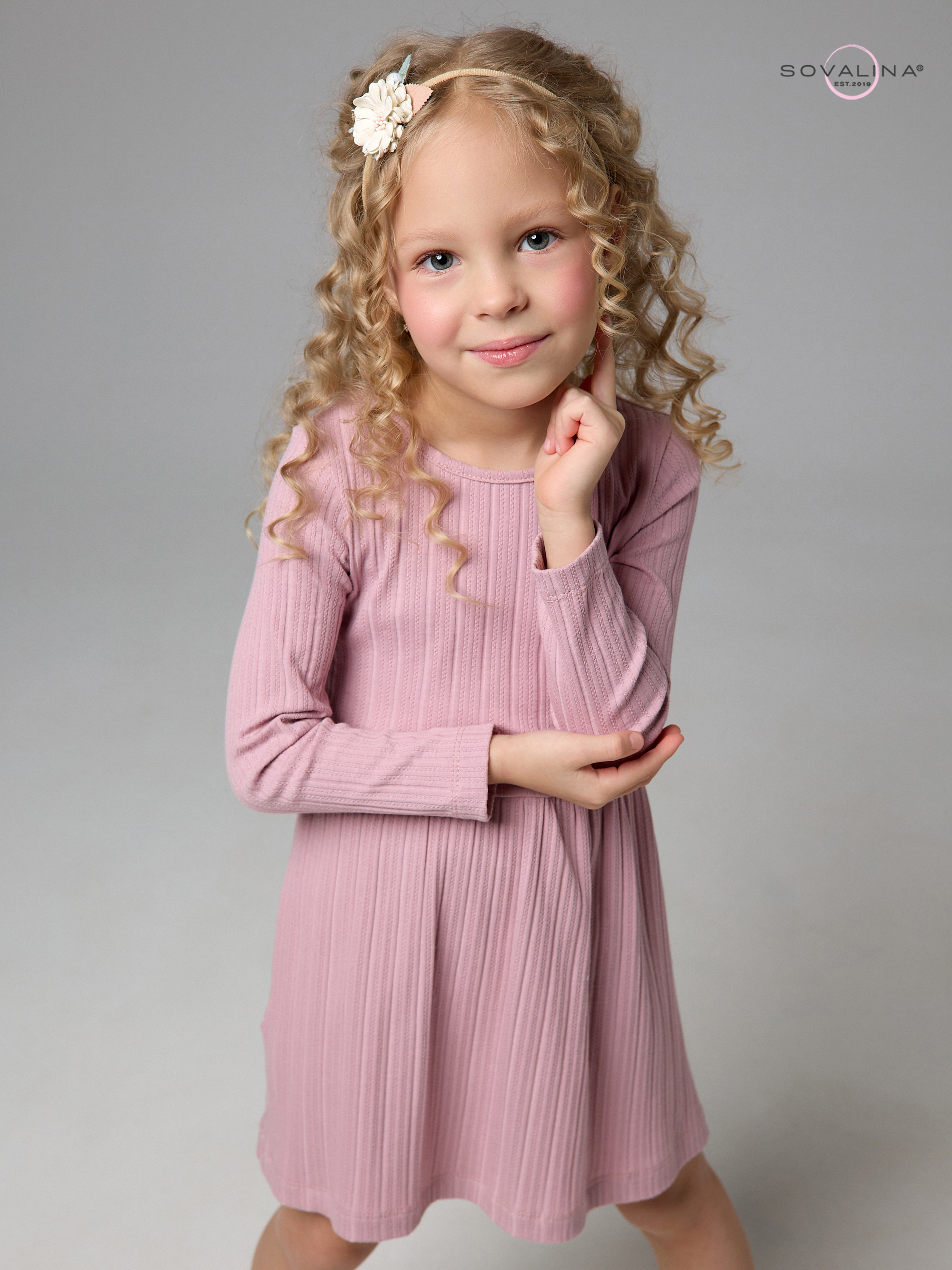 Платье Эля косичка сухая роза