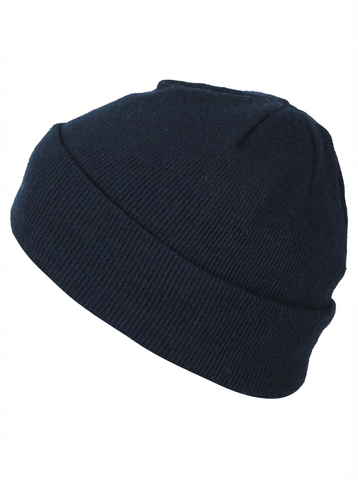 Шапка полушерстяная двойной вязки 212 синяя