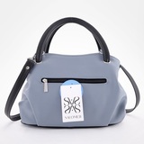 Сумка Саломея 278 гладкий серо-голубой + черный