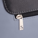 Сумка Саломея 269 гладкий серо-голубой + черный