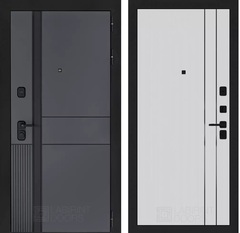 Входная металлическая дверь Лабиринт Эволаб Велютто Оскуро 10 Белый софт рельеф, продольный молдинг