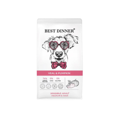 Cухой корм для собак крупных и средних пород Best Dinner Dog Adult Medium/Maxi 3кг телятина с тыквой сухой для собак крупных и средних пород