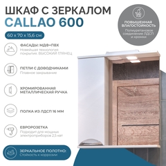 Шкаф навесной с зеркалом Callao 600 (левый) со спотом