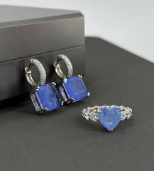 40040 - Кольцо-дорожка с сиреневым сердцем из серебра 925 пробы