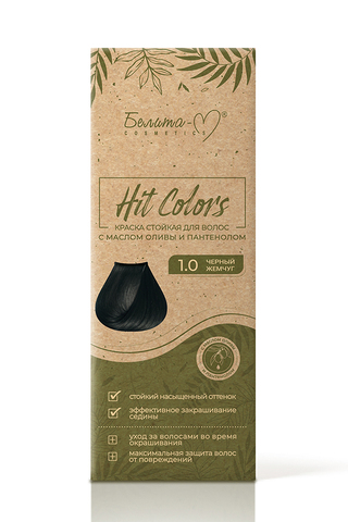 Белита-М HIT COLORS Краска стойкая с мас.оливы и пантенол. тон № 1.0 Черный жемчуг