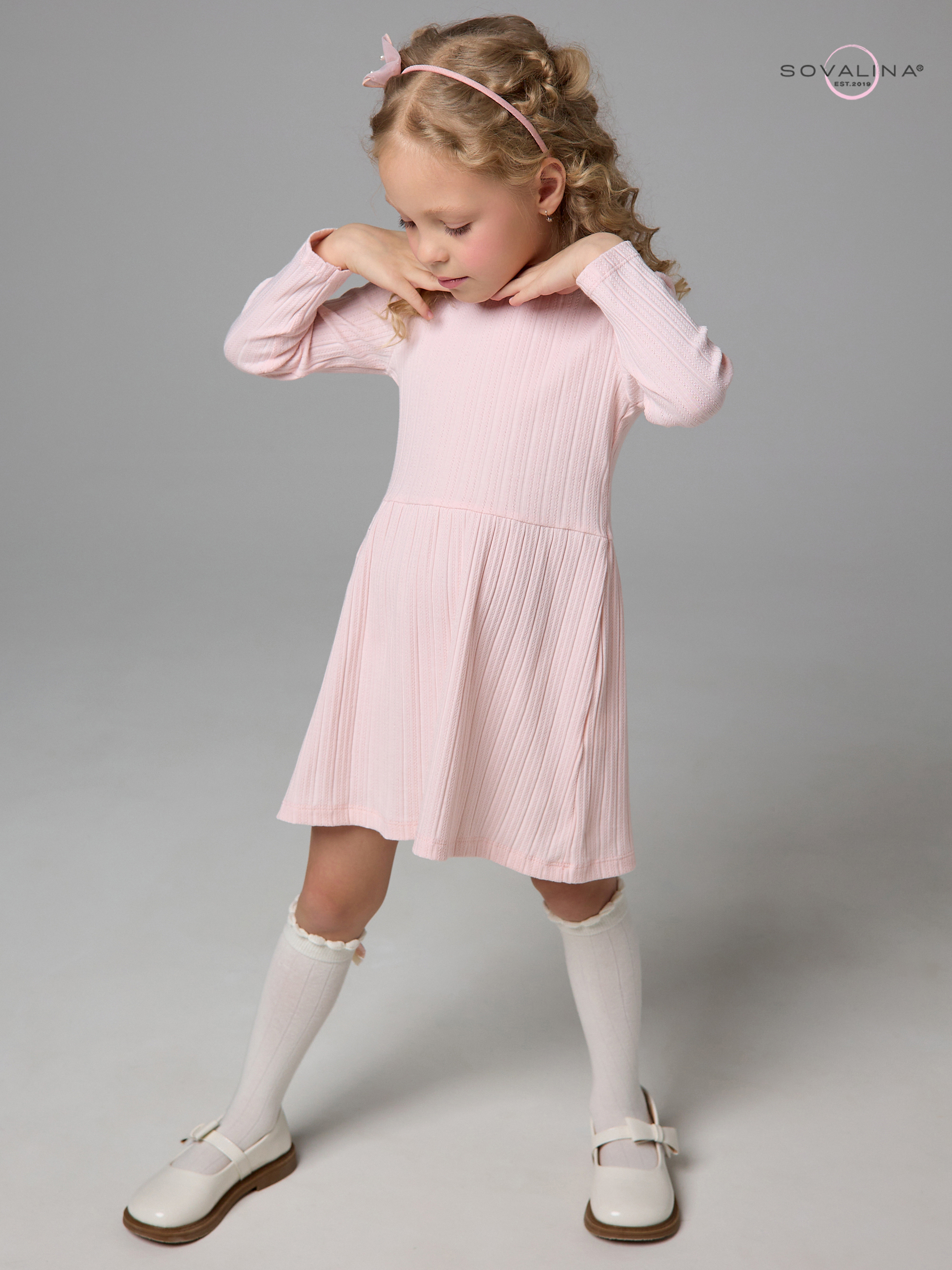 Платье Эля косичка розовый