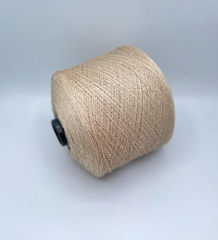 Бобинная пряжа (пр.Италия),Linette Pailletes, 450/100гр, 80% Лен, 20% Полиэстер(пайетка), цвет-Песочный+пайетка. арт.36729